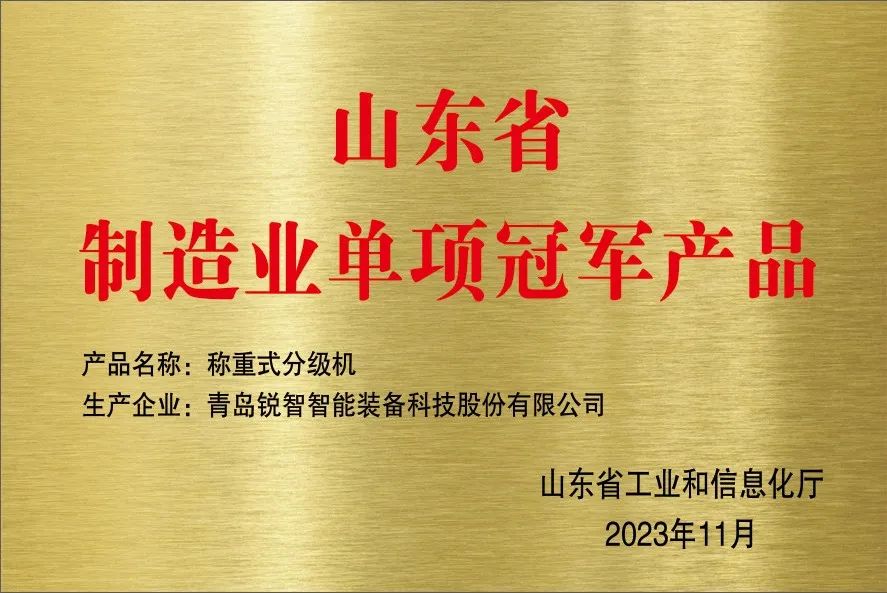 喜報！銳智智能獲評山東省制造業單項冠軍企業